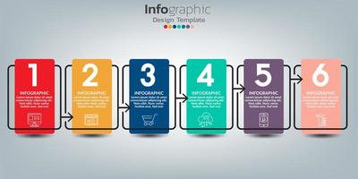 infográfico modelo de design com 6 elementos de cores vetor