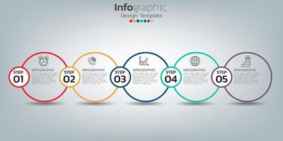 infográfico modelo de design com 5 elementos de cores vetor