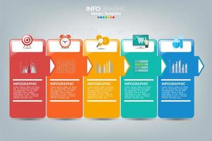 modelo e ícones de infográfico. conceito de negócio com processos. vetor