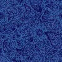 fundo sem costura de vetor azul claro com padrão de contorno paisley azul