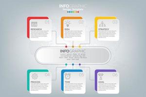 modelo e ícones de infográfico. conceito de negócio com processos. vetor