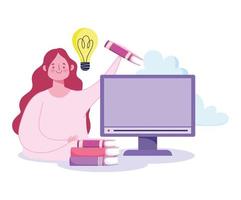 conceito de educação online com mulher e computador
