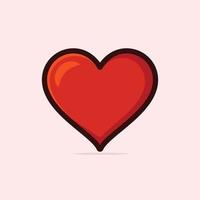 ícone de vetor de desenho animado de coração, símbolo de amor. sinal de dia dos namorados,