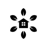 casa natural com design de logotipo de folha vetor