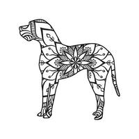 desenho de ilustração vetorial de coloração mandala de cachorro fofo. vetor