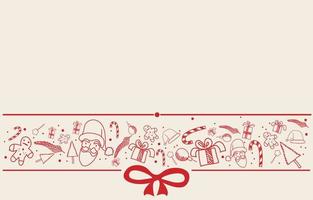 cartão de natal e feliz ano novo, decoração com neve, papai noel, presentes e doces, estilo doodle festival, ilustração vetorial de fundo vetor