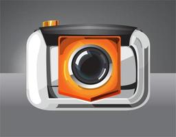 câmera compacta cor laranja vetor