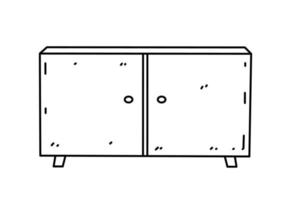 cômoda isolada no fundo branco. quarto, móveis da sala. ilustração em vetor doodle desenhados à mão. perfeito para decorações, logotipo, vários designs.