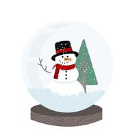 globo de bola de neve de natal com boneco de neve. vetor