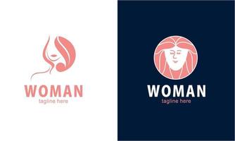 vetor de coleção de logotipo de rosto e beleza de mulher