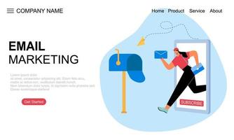 ilustração da página de destino do conceito de marketing por e-mail vetor