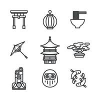 ícones japoneses típicos vetor
