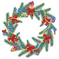ilustração em vetor festivo natal wreath.christmas ornament.flat decorativo.