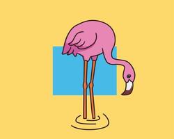 flamingo comendo ilustração de desenho animado vetor