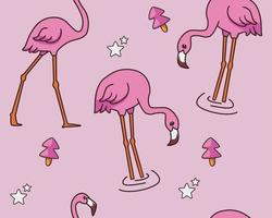 fundo de ilustração de flamingo sem costura padrão vetor