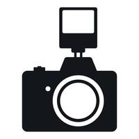 câmera com ícone simples de flash vetor