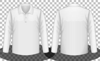camisa pólo branca de mangas compridas frente e verso vetor