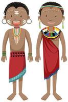 povos étnicos de tribos africanas em personagens de desenhos animados de roupas tradicionais vetor