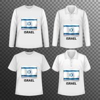 conjunto de diferentes camisas masculinas com tela da bandeira de israel nas camisas isoladas