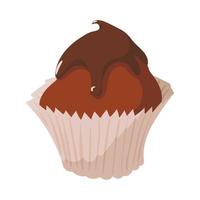 cupcake cremoso de chocolate de comida doce vetor