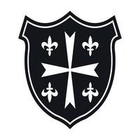 escudo emblema ícone vetor simples. fantasia de metal