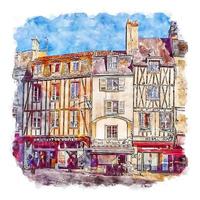 poitiers frança esboço em aquarela ilustração desenhada à mão vetor