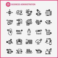 ícones de linha de administração de negócios definidos para infográficos kit uxui móvel e design de impressão incluem arquivo de documento de direção de seta de foco alvo globo coleção de internet moderno log de infográfico vetor