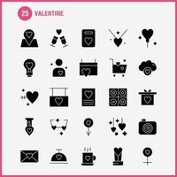 pacote de ícones de glifo sólido dos namorados para designers e desenvolvedores ícones de calendário amor romântico dia dos namorados xícara de chá romântico vetor dos namorados