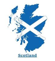 design de mapa da bandeira nacional da Escócia, ilustração da bandeira da Escócia dentro do mapa vetor