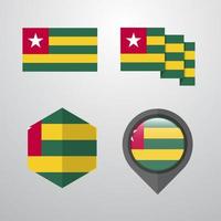 vetor de conjunto de design de bandeira do togo