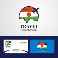 logotipo da bandeira do niger de viagem e design de cartão de visita vetor