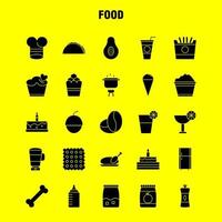ícones de glifo sólido de alimentos definidos para infográficos kit uxui móvel e design de impressão incluem chá café refeição comida pimenta sal coleção de refeição comida logotipo infográfico moderno e vetor de pictograma