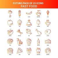 conjunto de ícones de fast food laranja futuro 25 vetor