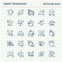 tecnologia inteligente 25 ícones de doodle conjunto de ícones de negócios desenhados à mão vetor