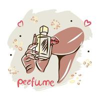 frasco de perfume, perfume, desenhado à mão, acessório cosmético, perfume, rabisco vetor