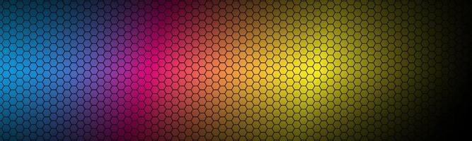 cabeçalho geométrico moderno cmyk de alta resolução com grade poligonal. padrão hexagonal metálico colorido abstrato. bandeira de vetor simples