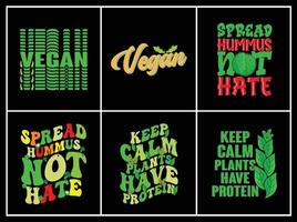 impressão de pacote de design de camiseta vegana vetor