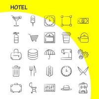 ícone desenhado à mão do hotel para impressão na web e kit uxui móvel, como otimização do relógio, otimização do tempo, peso, escala da máquina, pacote de pictogramas vetor
