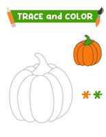 livro para colorir com uma abóbora. abóbora laranja. educação e entretenimento para crianças pré-escolares. Trace e colora. vetor