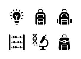 conjunto simples de ícones sólidos vetoriais de volta à escola vetor