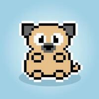 pixel de 8 bits de cães está sentado. animais para jogos de ativos em ilustrações vetoriais. padrão de ponto cruz. vetor