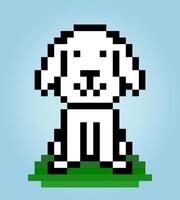 pixel de 8 bits de cães está sentado. animais para jogos de ativos em ilustrações vetoriais. padrão de ponto cruz. vetor