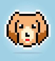 pixel de 8 bits de cachorro golden retriever. cabeça de animal para jogos de ativos em ilustrações vetoriais. padrão de ponto cruz. vetor
