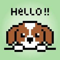 Imagem de pixel de 8 bits de saudação de cachorrinho. animais para jogos de ativos em ilustrações vetoriais. padrão de ponto cruz. vetor