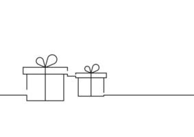 desenho de linha contínua. caixa de presente para o natal, ano novo e feliz aniversário em fundo branco. ilustração vetorial vetor