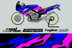 desain pembungkus stiker motor drag racing vektor penuh eps.10 vetor