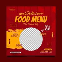 modelo de banner quadrado móvel de comida quente e deliciosa para postagem de mídia social vetor