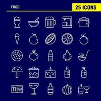 ícones de linha de alimentos definidos para infográficos kit uxui móvel e design de impressão incluem panela de cozinha panela de comida panela de comida refeição de cozinha coleção de logotipo infográfico moderno e vetor de pictograma