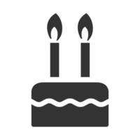 bolo de aniversário de ícone preto e branco vetor