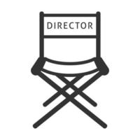 cadeira de diretor de filme ícone preto e branco vetor